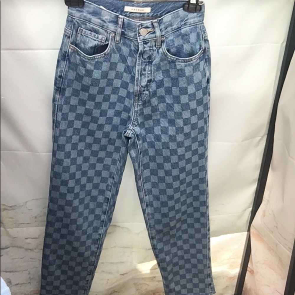 Women’s PacSun Checked Pattern High Rise Denim Jeans